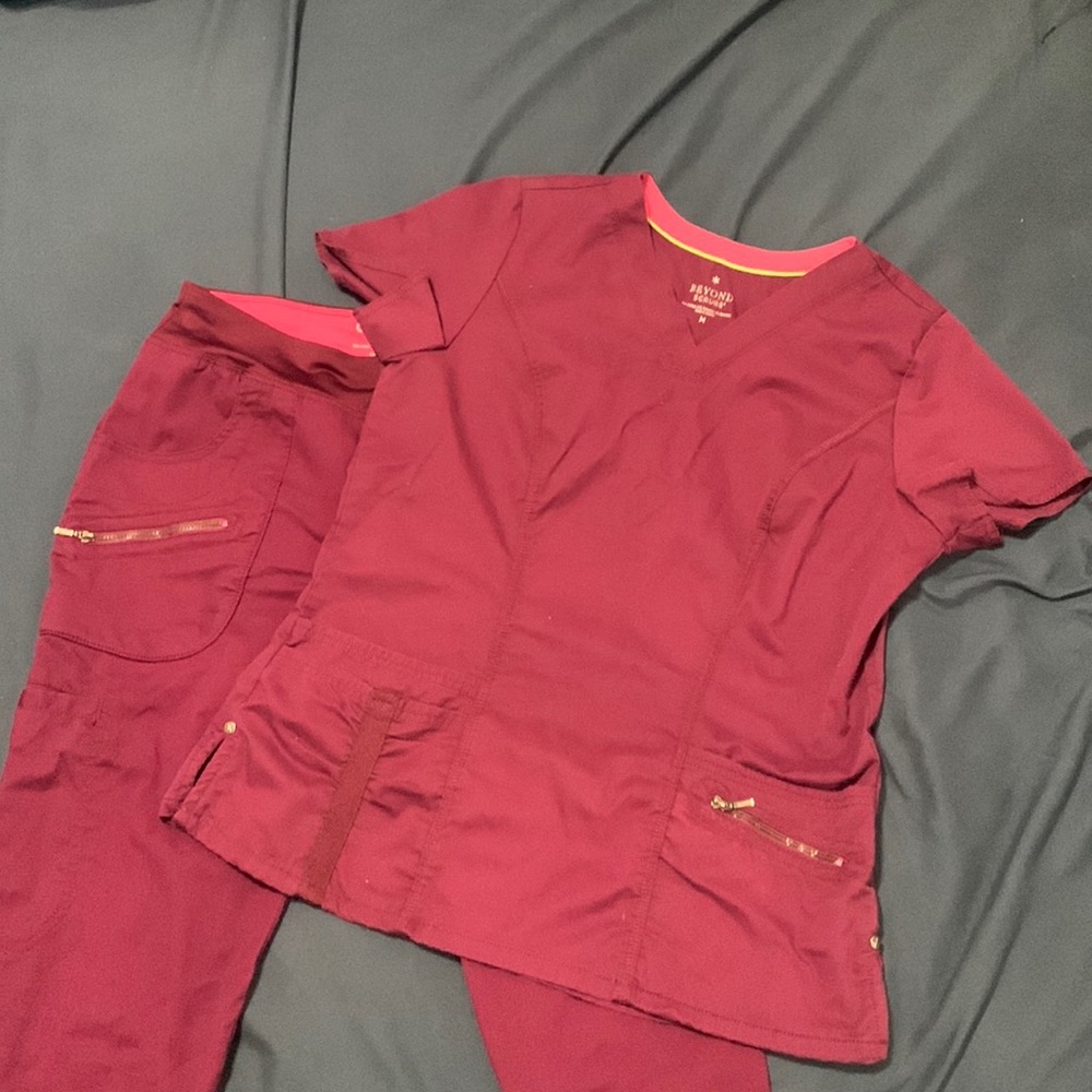 Wine/Burgandy Colored Scrubs top & bottom